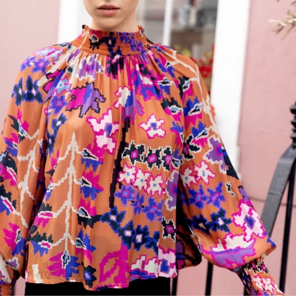 Oliphant Button High Neck Blouse